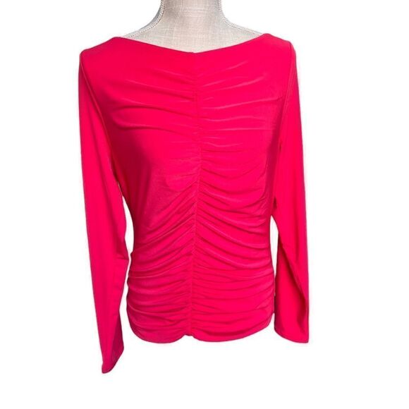 J.Crew Ruched long-sleeve matte jersey top Dragon Fruit NWT L - Picture 2 of 6